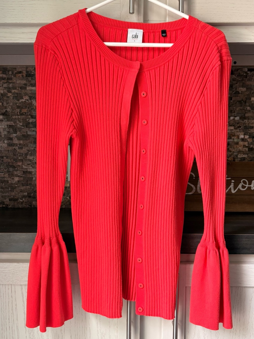 CAbi Coral Ribbed Button Cardigan